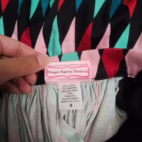 Pinup girl clothing harlequin skirt S with pockets - Picture 2 of 2